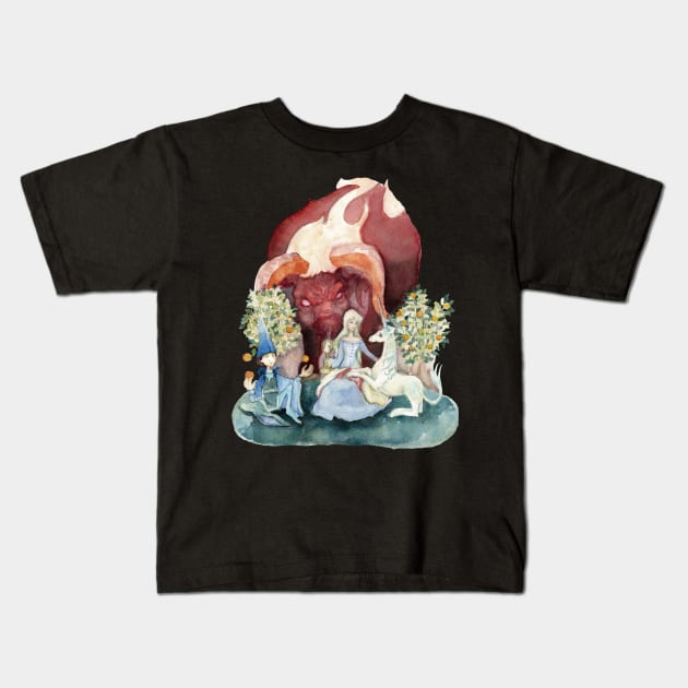 The Last Unicorn Medieval Kids T-Shirt by Miriam Steinau